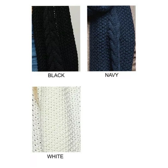 SOLD OUT Navy Plush Knit Chunky Cable Oblong Winter Scarf - Picture 5 of 5